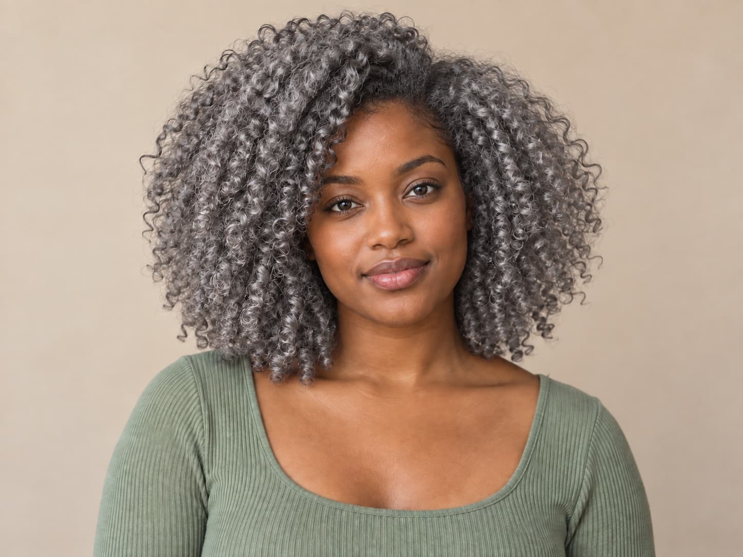 Check silver gray on defined curls – After