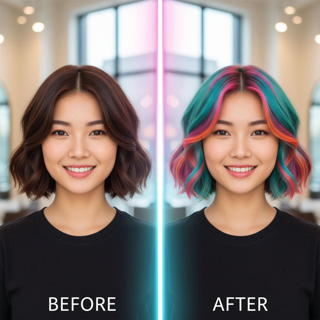 AI hair color transformation preview
